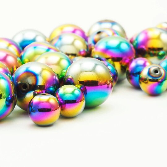 Smooth Round Beads - Rainbow Plated Brass in 2mm, 4mm, 5mm, 6mm, 12mm - 100% Guarantee