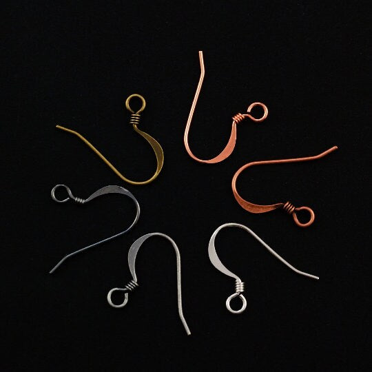 14 Pairs Hammered Coil Ear Wires - You Pick Finish - Silver, Gold, Antique Silver, Antique Gold, Copper, Antique Copper or Gunmetal