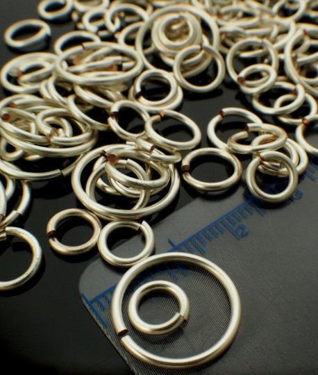 100 Silver Plated Jump Rings Non Tarnish Custom Handmade - You Pick Gauge 10, 12, 14, 16, 18, 20, 22, 24 Diameter