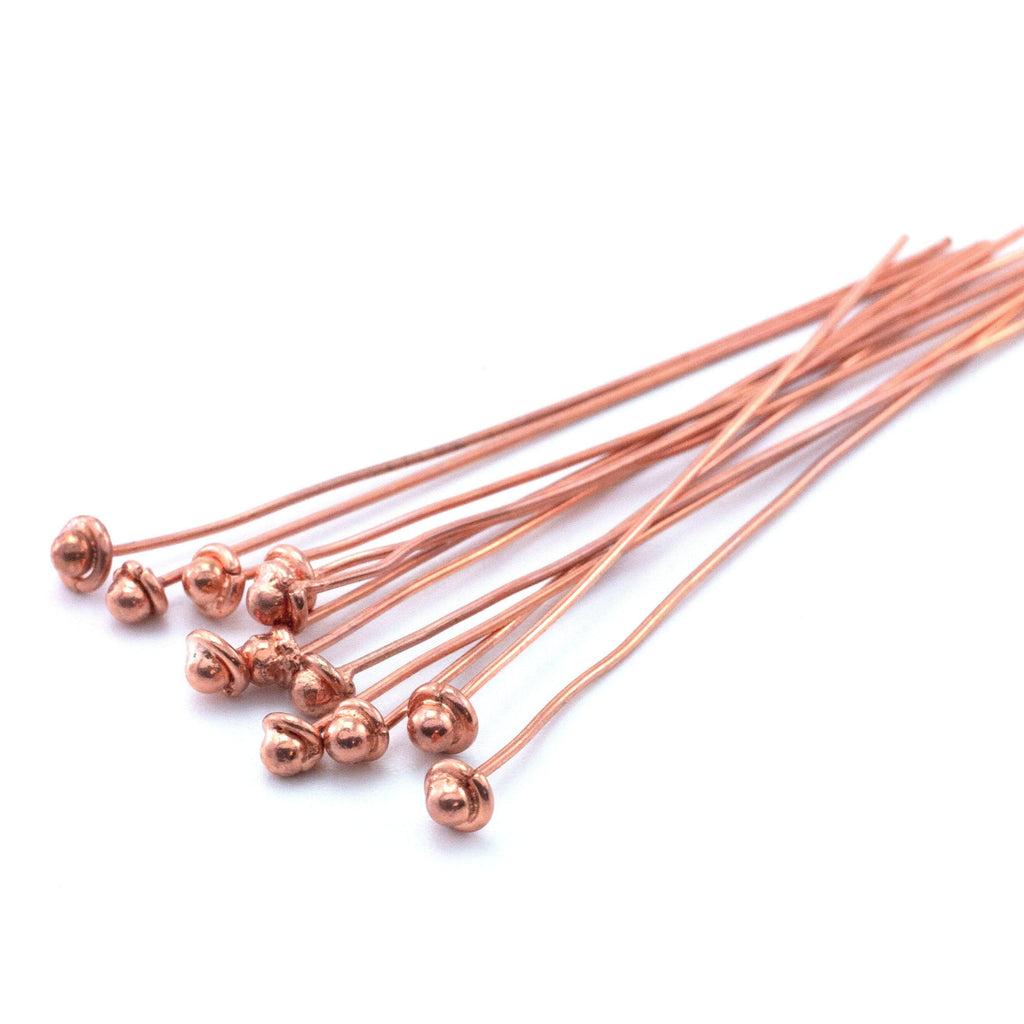 12 Rustic Copper Ball Head Pins - 22 gauge 2 1/2 inches