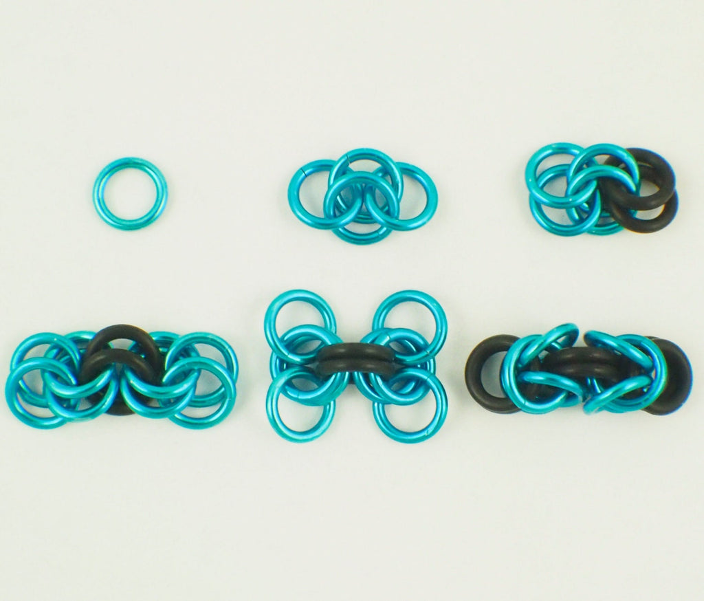 Premium Byzantine Stretch Chainmaille Bracelet Kit - Neon Rubber and Aluminum Easy and Fun