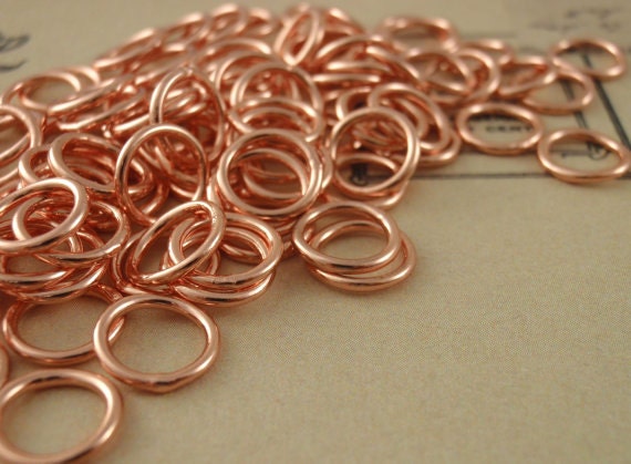 100 Soldered Closed Jump Rings 18 gauge 8mm OD You Pick Gunmetal, Copper, Gold or Silver Plate - Best Commercially Made - 100% Guarantee