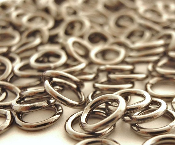 100 Soldered Closed Jump Rings 18 gauge 8mm OD You Pick Gunmetal, Copper, Gold or Silver Plate - Best Commercially Made - 100% Guarantee