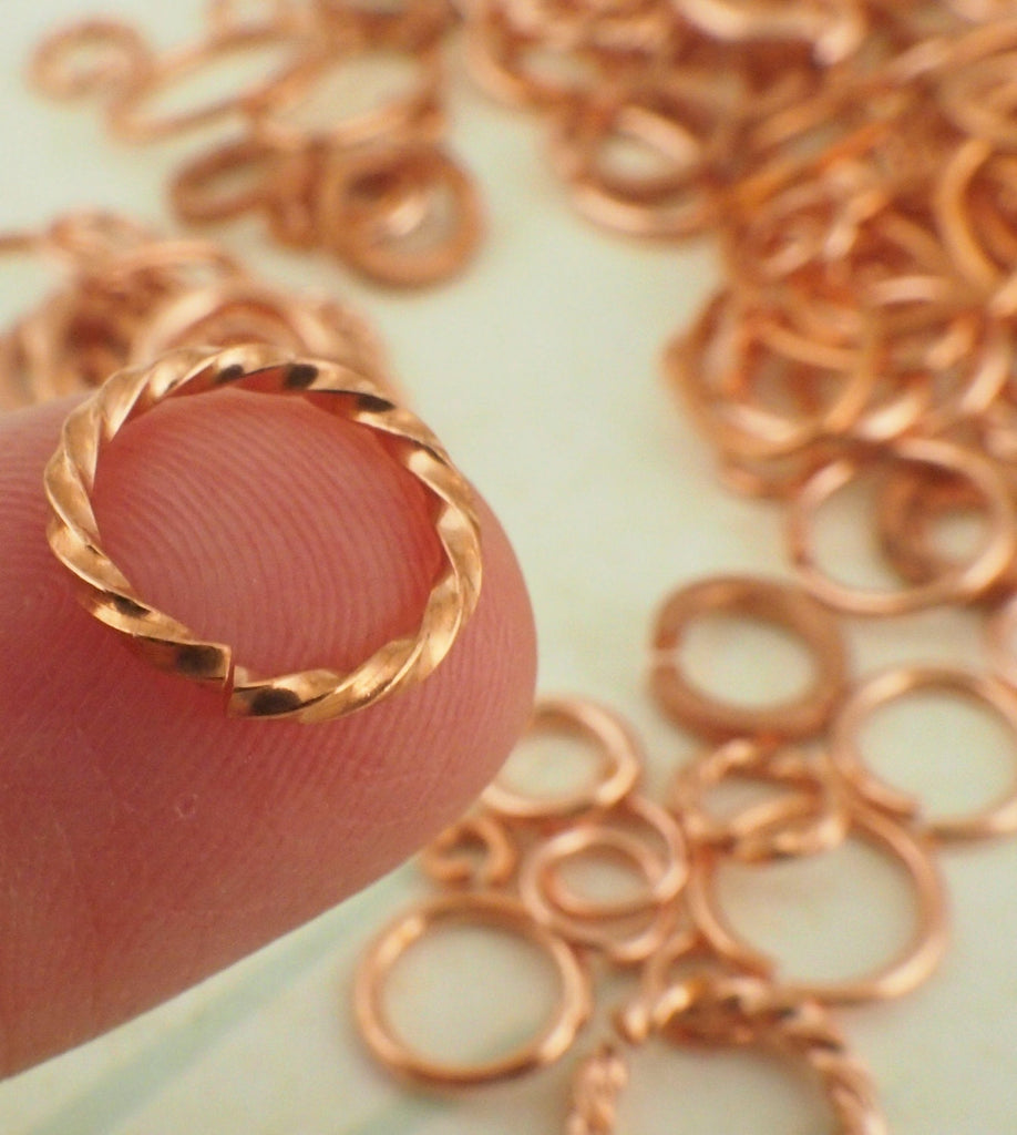 Deluxe Sample Pack 100 Solid Copper Jump Rings - Fancy, Square and Round - Great Selection of Sizes and Gauges