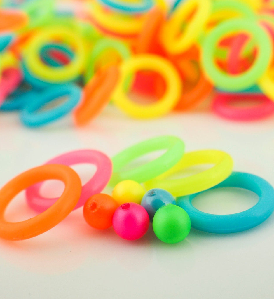 Neon Silicone Jump Rings YOU Pick Color and Size