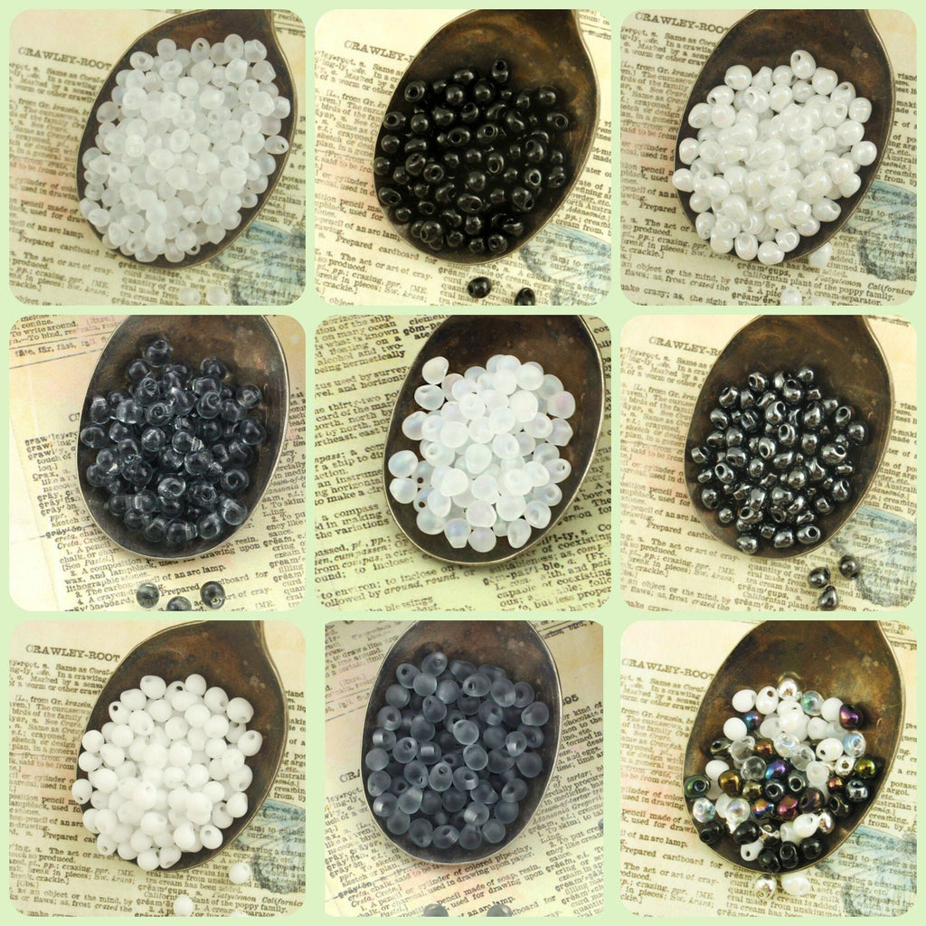 Miyuki Fringe Beads - Blacks, Greys and Whites
