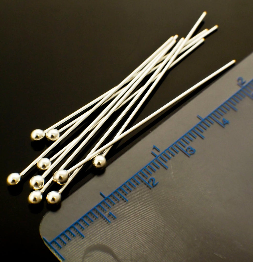 10 Argentium Sterling Silver 1.5 and 2.5mm Ball Head Pins - 21 and 24 Gauge Non Tarnish - 100% Guarantee