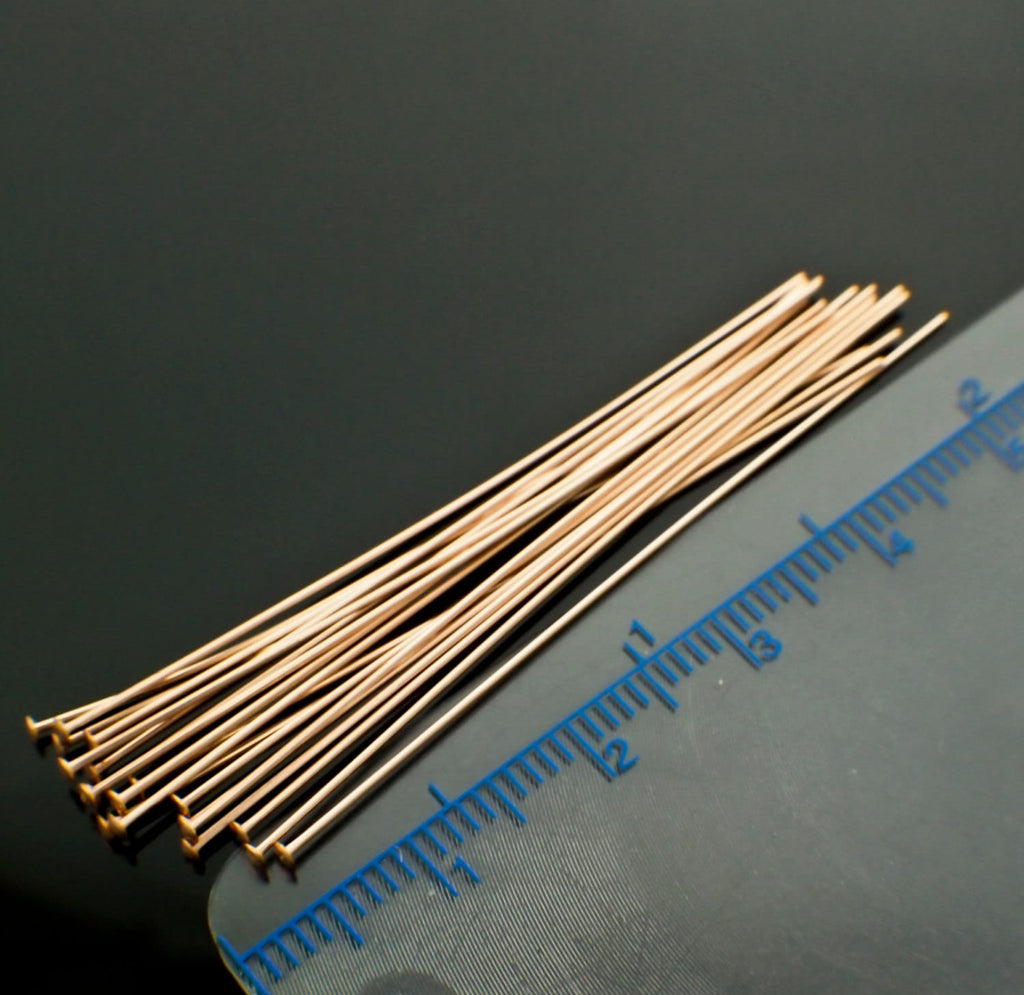 10 14kt Rose Gold Filled Flat Head Pins 24 gauge - 1 1/2 or 2 Inches