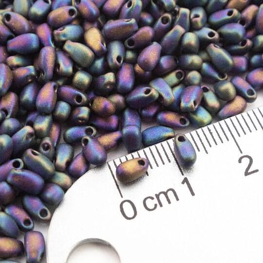 Matte Black AB Long Drop Beads - 3mm X 5.5mm Miyuki Glass Beads - 100% Guarantee