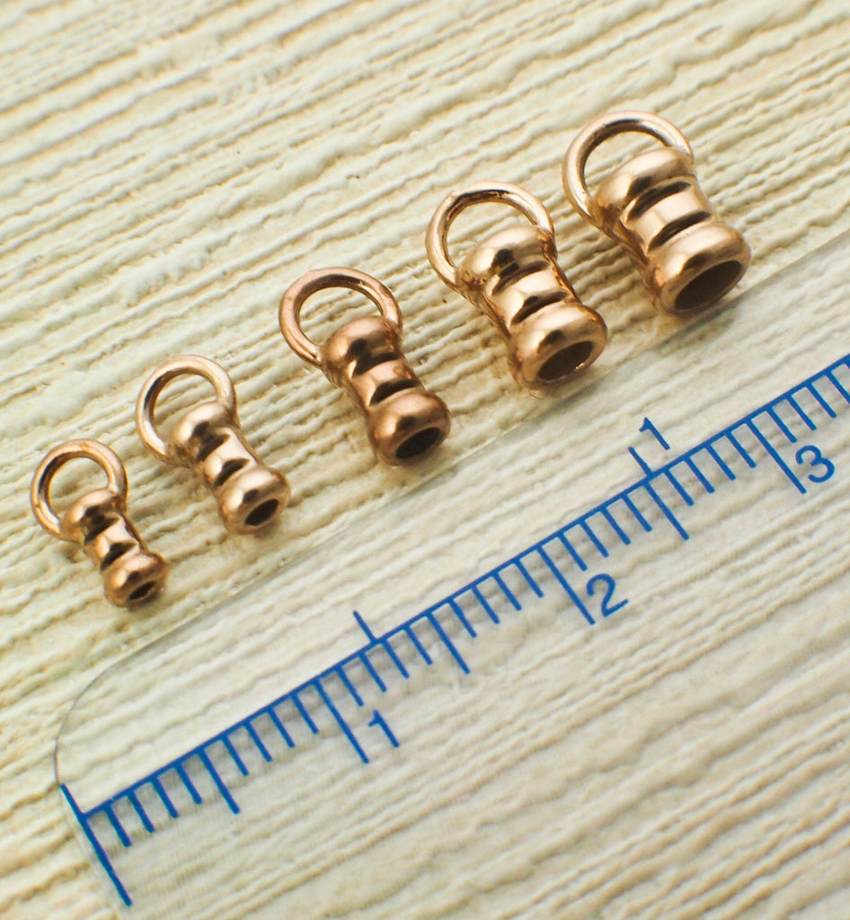 10 Bronze Cord Crimp Ends - Made in the USA You Pick Size 1mm, 1.5mm, 2mm, 2.5mm, 3mm