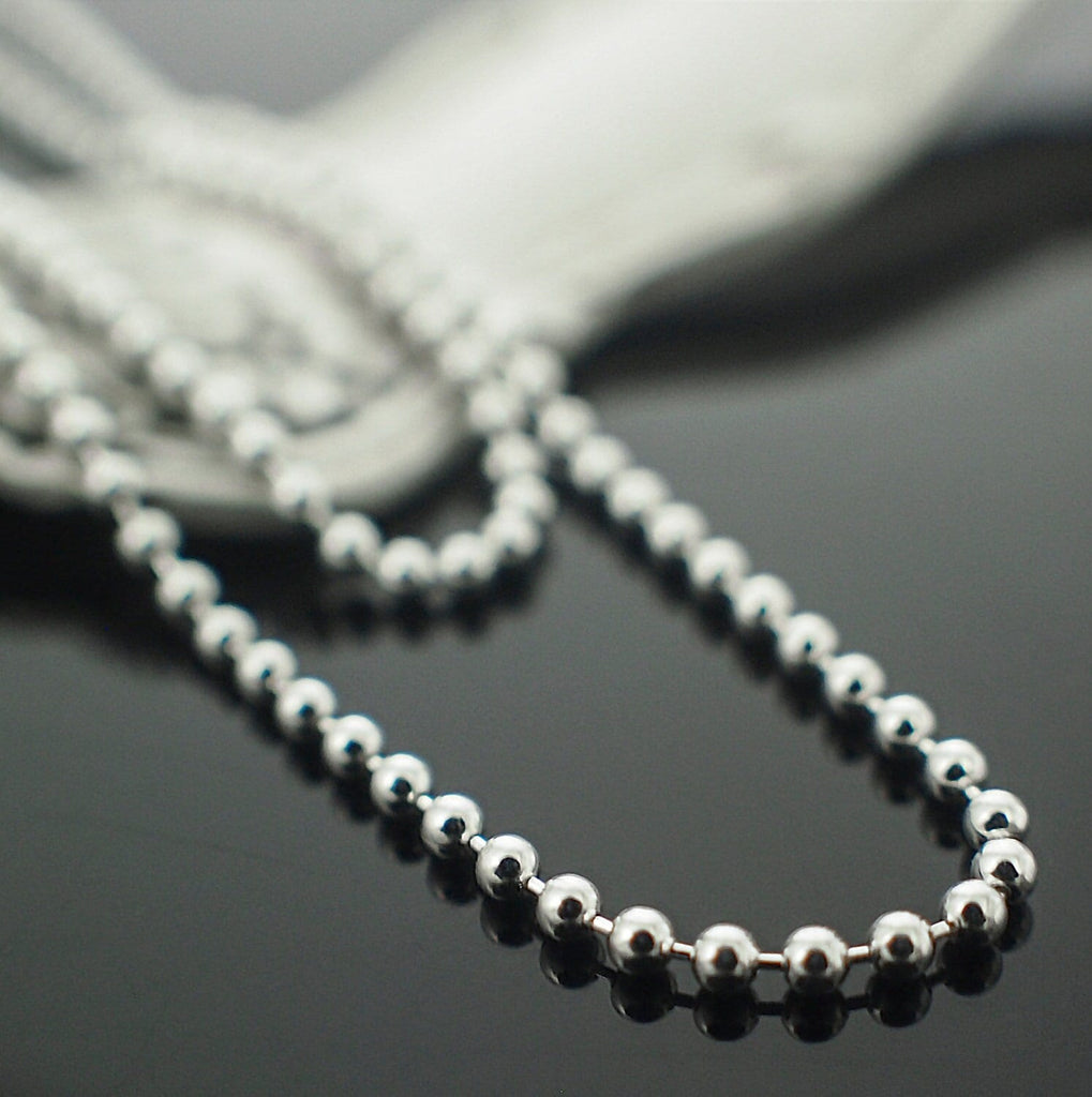 1.5mm Sterling Silver Bead Chain by the Foot or 16", 18", 20", 24", 30", 36" - Also Antique Sterling and Black Sterling Silver 925 Chain