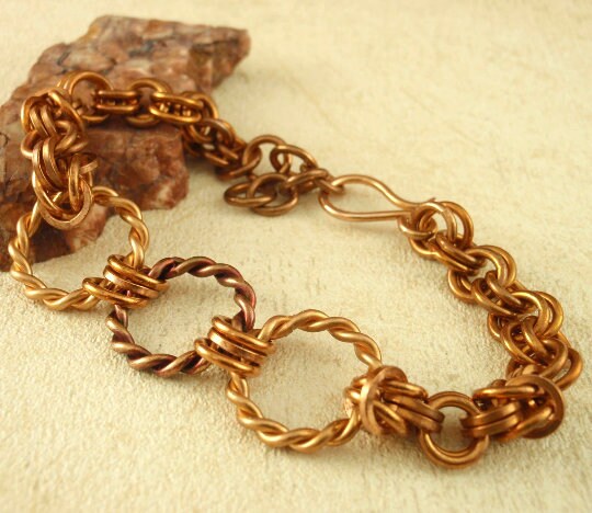 50 Twisted Fancy Raw Copper Jump Rings - You Pick Gauge and Diameter