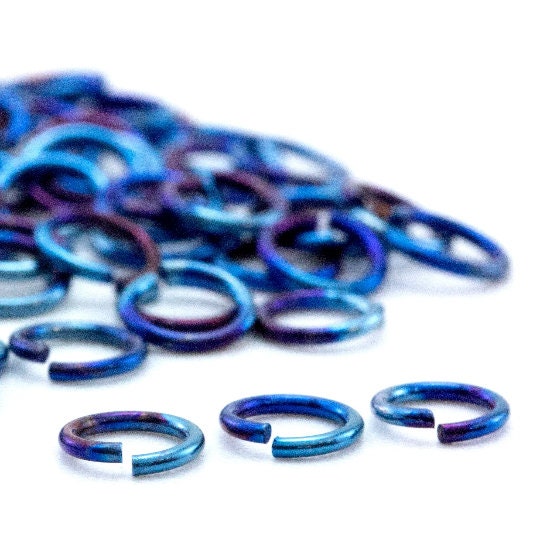 100 Vintage Denim Anodized Niobium Jump Rings in Your Choice of Gauge and Diameter