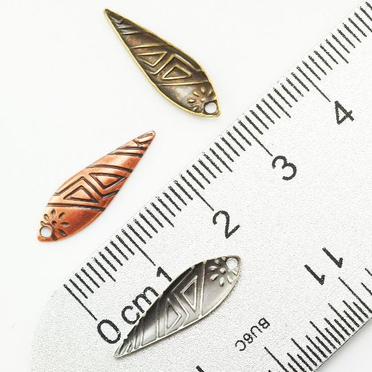 20 Metal Dagger Drops with Geometric Design - 21mm X 7mm Charms - You PICK Finish - 100% Guarantee