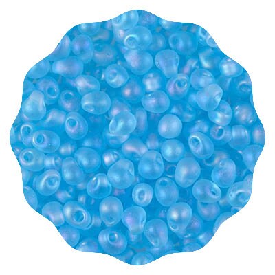 Matte Aqua AB Miyuki Drop Beads - 3mm X 4mm