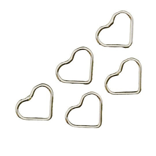 5 Sterling Silver Heart Jump Rings in 2 Sizes - Open or Soldered Closed - Shiny, Antique or Black Finish
