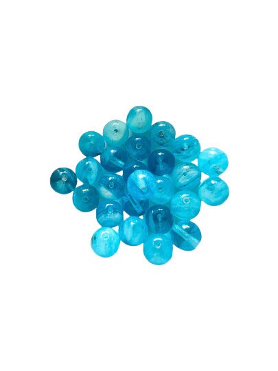 15 - 8mm Glow-in-the-Dark Transparent Aqua Beads - Czech Glass Rounds - 100% Guarantee