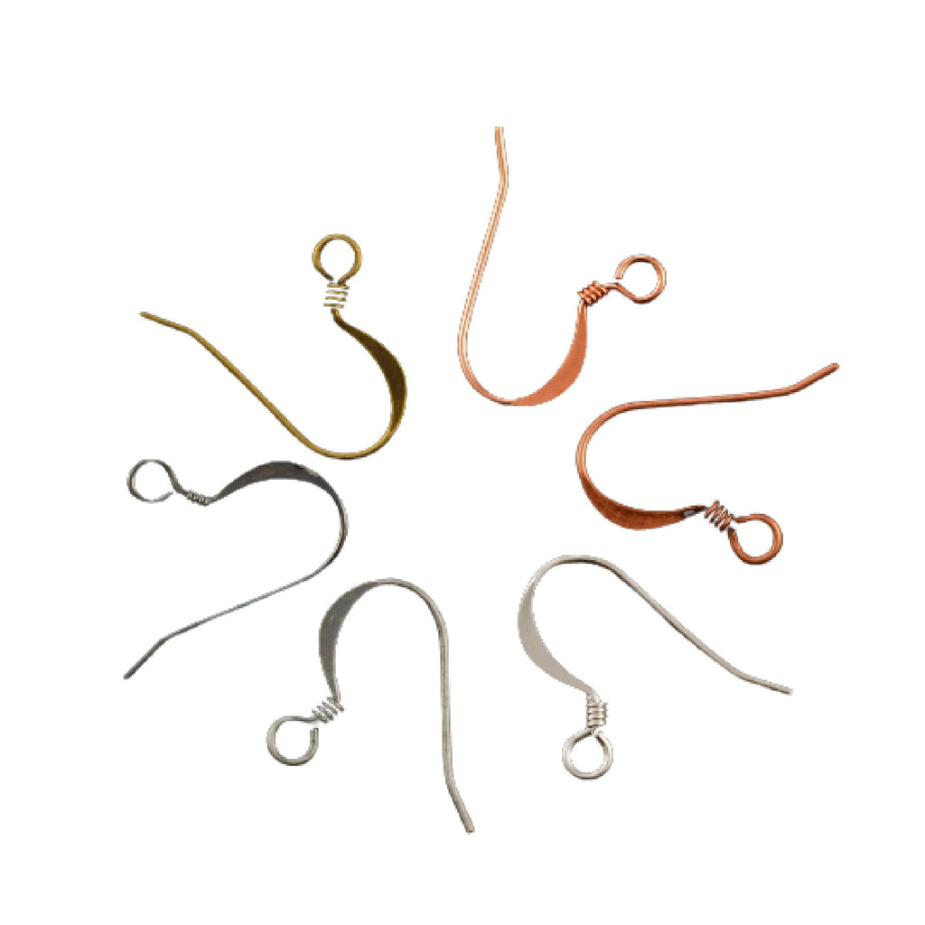 14 Pairs Hammered Coil Ear Wires - You Pick Finish - Silver, Gold, Antique Silver, Antique Gold, Copper, Antique Copper or Gunmetal