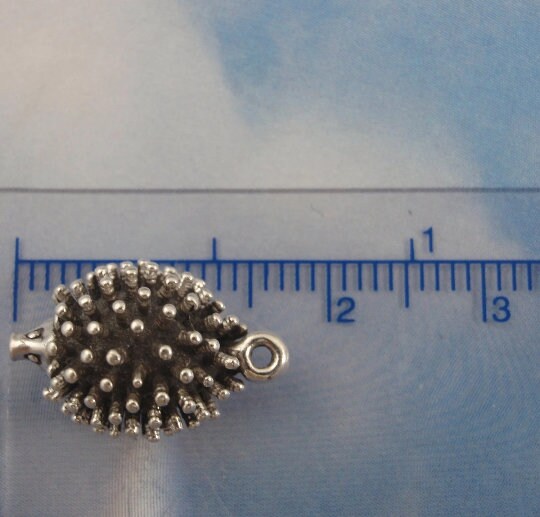 Holly Hedgehog Sterling Silver Charm - 13mm X 11mm - Handmade Jump Ring Included - 100% Guarantee