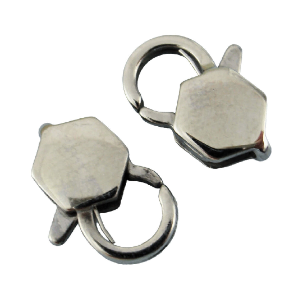 1 Stainless Steel Lobster Clasp - Unique Hexagon Style - Sturdy and Shiny Clasps - Medium 12mm X 8mm - 100% Guarantee