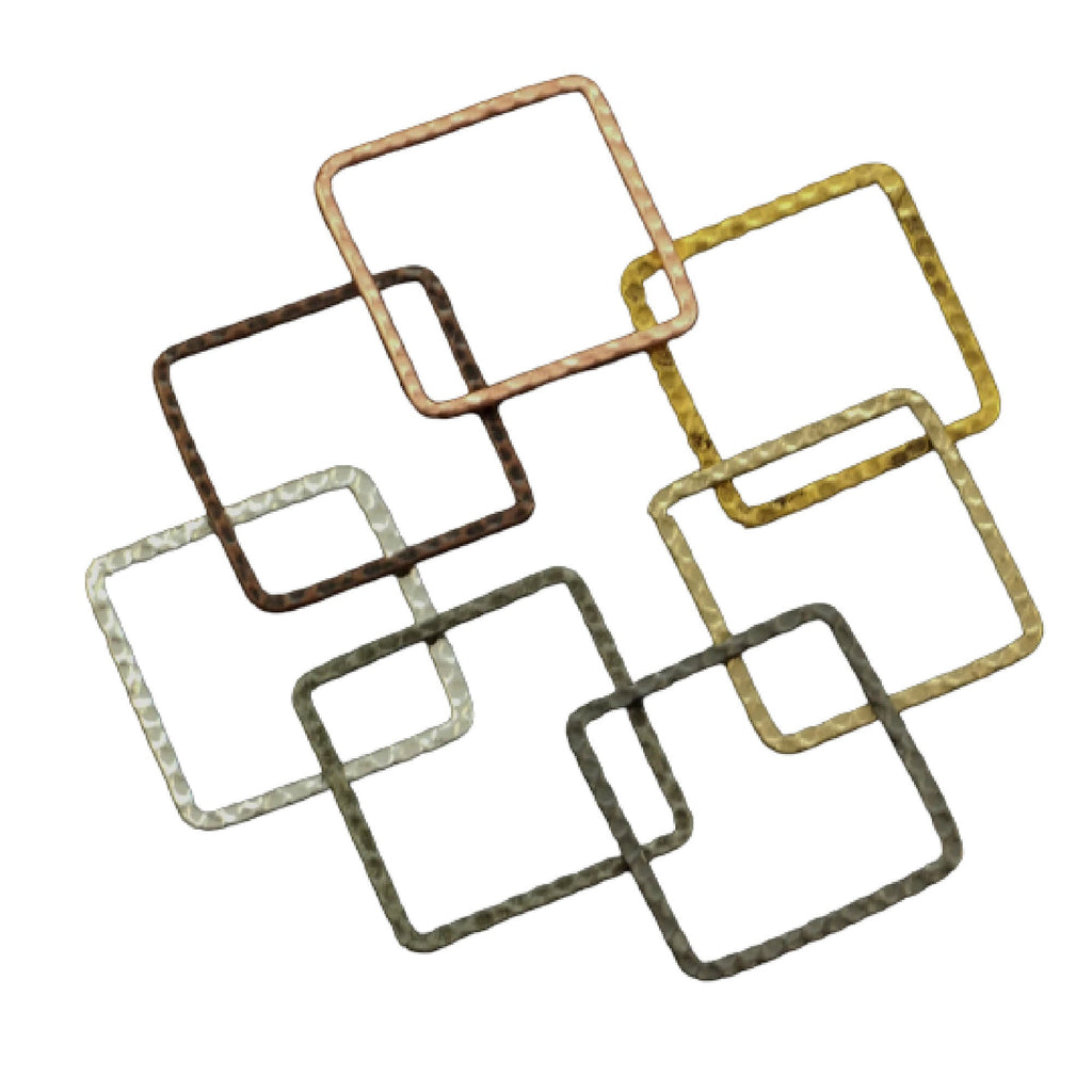 6 Hammered Square Link Components - 30mm - 6 Finishes - 100% Guarantee