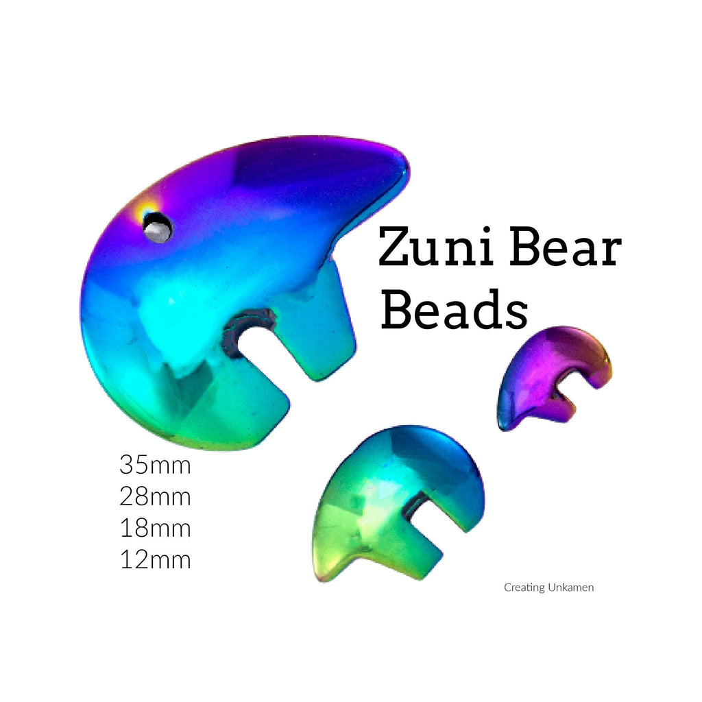 Rainbow Zuni Bear Beads - 12mm, 18mm, 28mm, 35mm or Choose a Set for Easy DIY Jewelry