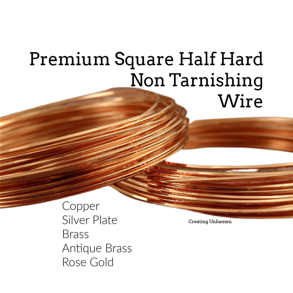 Premium Non Tarnish Brass Wire - SQUARE - Half Hard - You Pick Gauge 20, 21, 22, 24 - 100% Guarantee