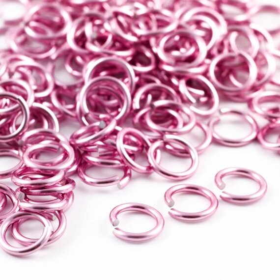 100 Handmade Rose Pink Enameled Jump Rings - 18, 20, 22 or 24 gauge You Pick Diameter - 100% Guarantee