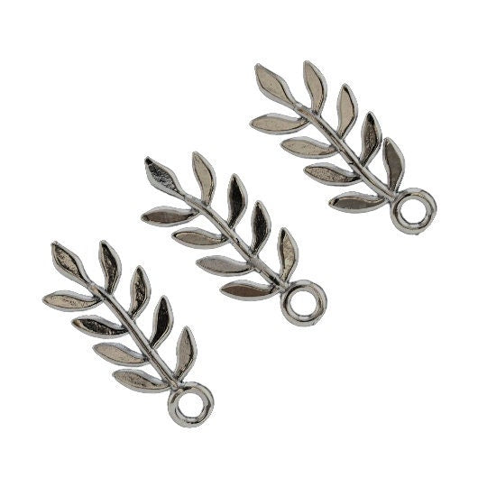 2 Simple Sterling Silver Leaf Charms - 18mm X 7mm