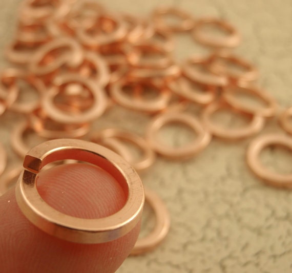 50 Custom Handmade Square Solid Copper Jump Rings - 12, 14, 16, 18, 20, 21 or 22 Gauge - You Pick Diameter