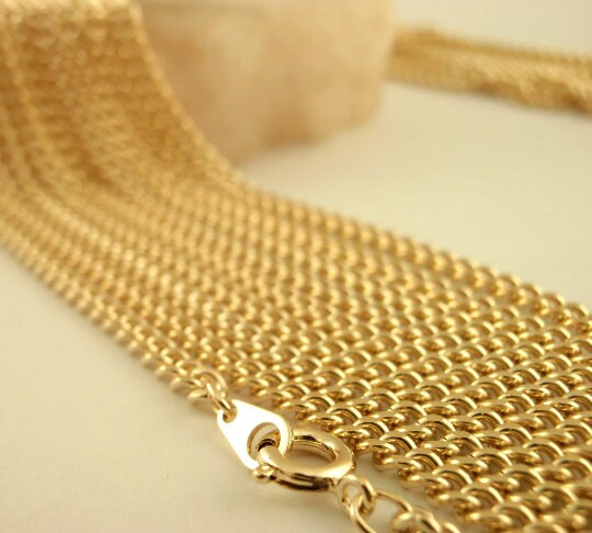 3mm Silver or Gold Plate Diamond Cut Curb Chain - Made in the USA - 24inch FInished Necklace