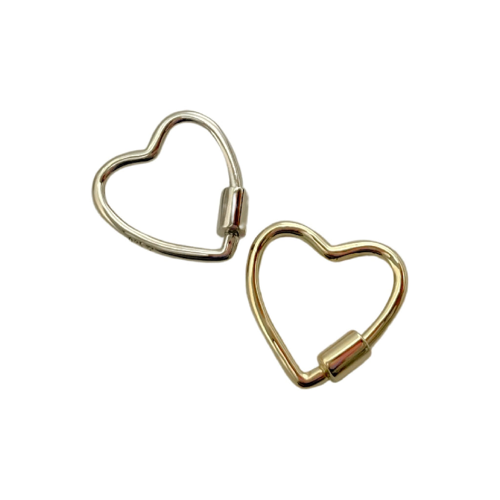 With You My Heart is Secure Carabiner Key Ring, Pendant, Clasp 17mm in 10kt Solid Gold or 925 Sterling Silver