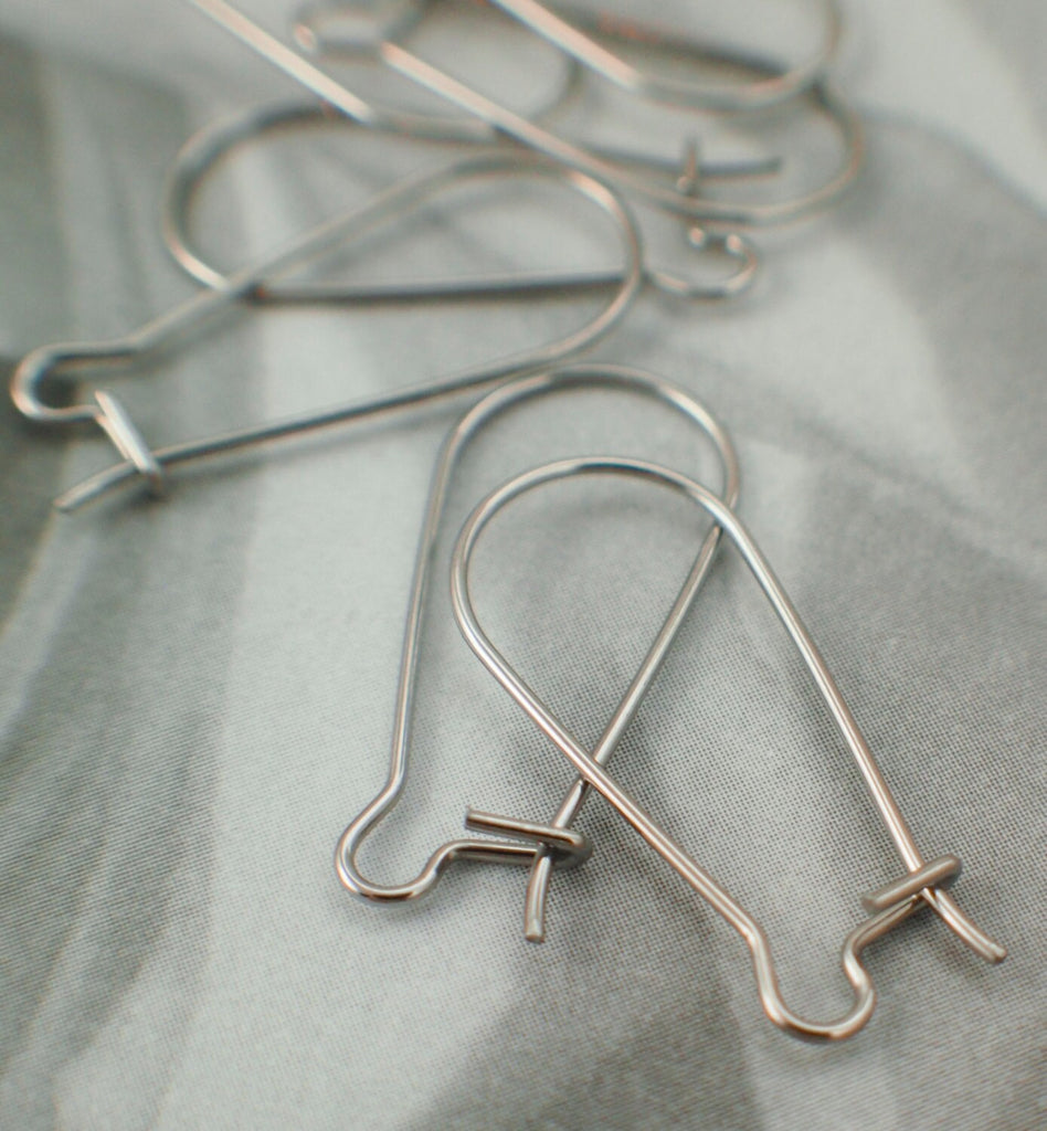20 Pairs Surgical Stainless Steel Kidney Ear Wires - Long 25mm