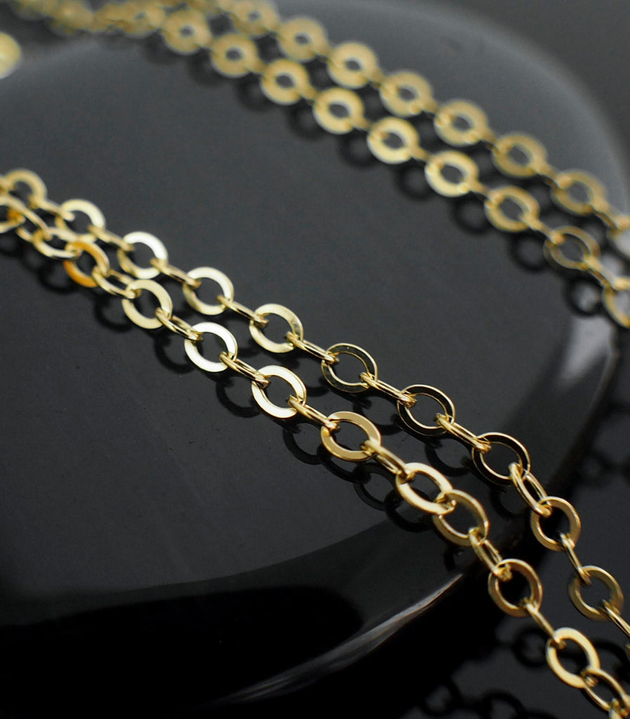 14kt Gold Filled Chain - 2.3mm Flat Oval Cable - Made in the USA - By The Foot for Finished with Clasp