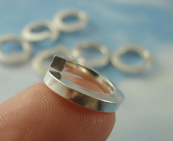 50 Square Sterling Silver Jump Rings - Bright, Antique or Black in 22, 20, 18, 16 or 14 gauge