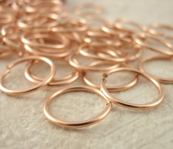 50 14kt Rose Gold Filled Jump Rings - 12, 14, 16, 18, 20, 24, 26 gauge –  Creating Unkamen