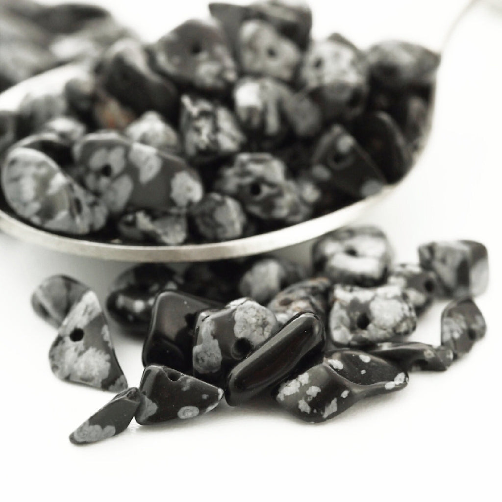 100 - Snowflake Obsidian Chip Beads - 24 Grams - 100% Guaranteed Satisfaction