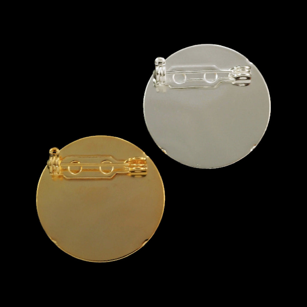 4 - Gold or Silver Plated Round 26mm Pin Backs - Best Commercially Made