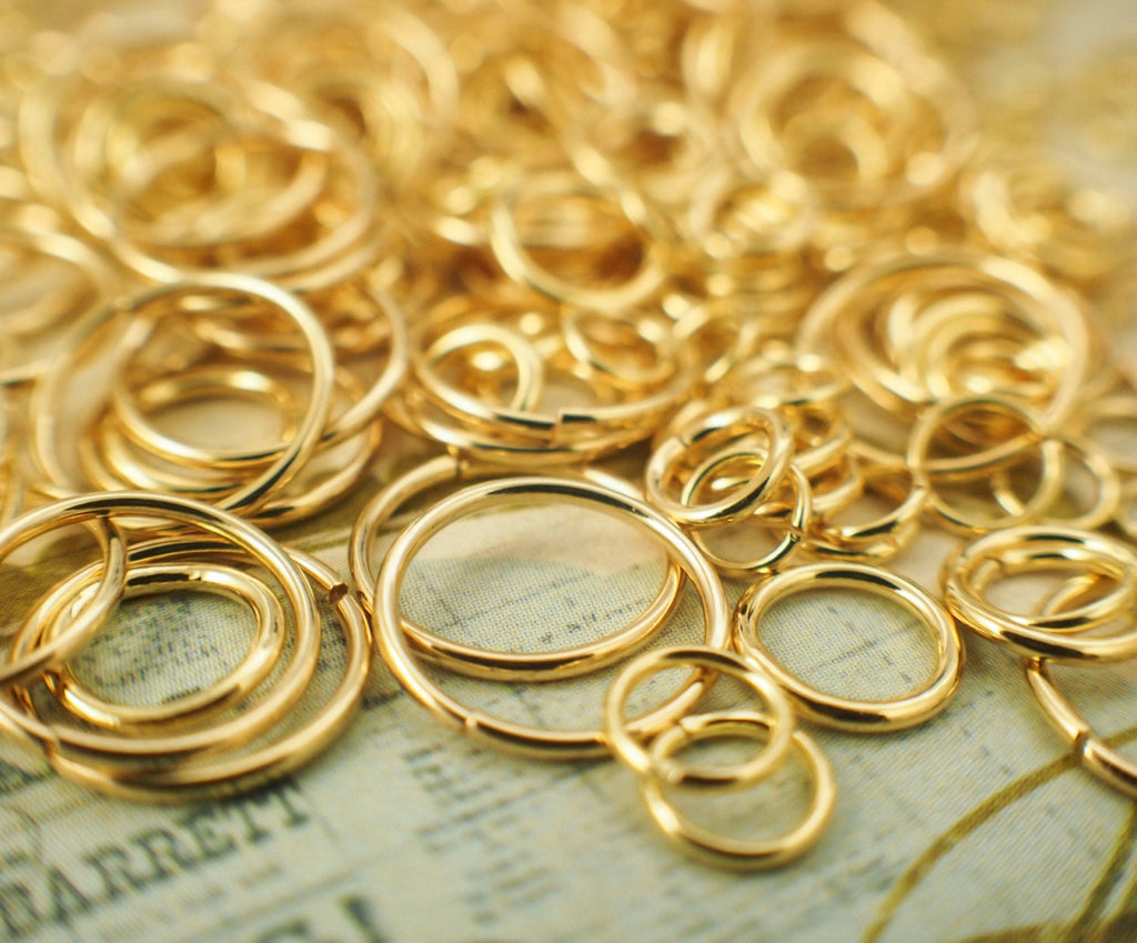 100 Gold Plated Jump Rings - 22, 20, 18, 16 Gauge - Best Commercially Made - 100 % Guarantee