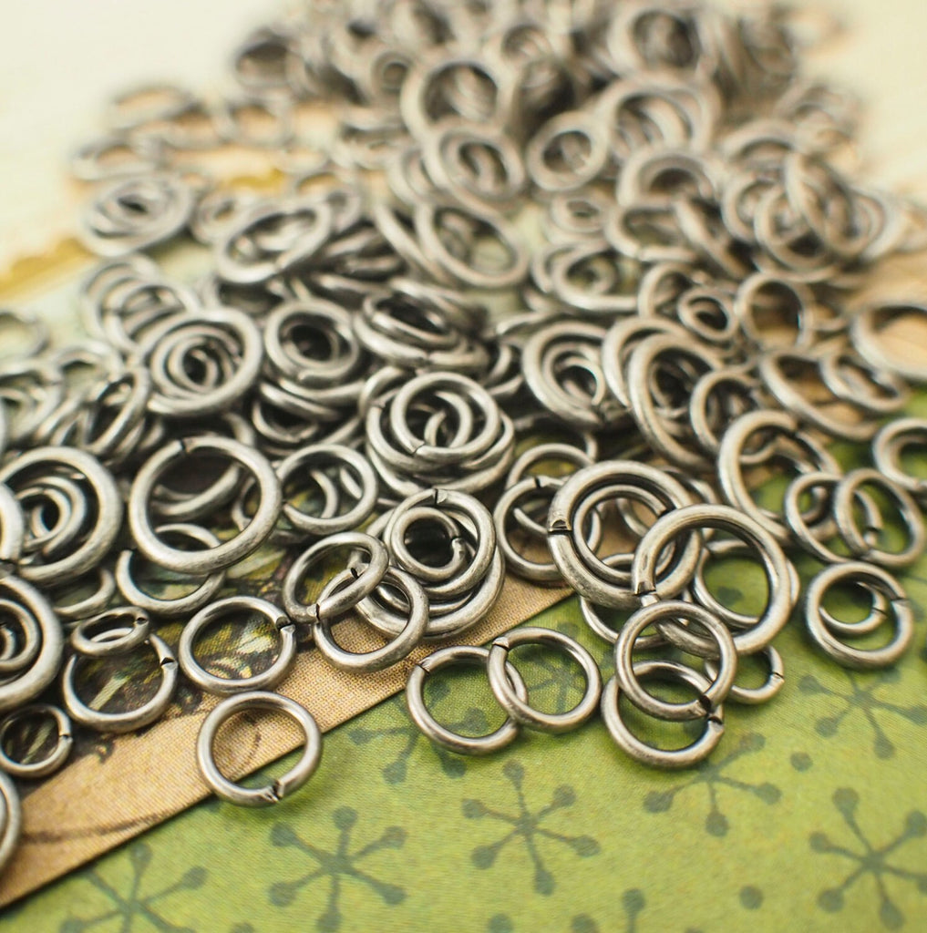 100 Antique Silver Jump Rings - Vintage Look - 22, 20, 18, 16 Gauge - Best Commercially Made - 100 % Guarantee