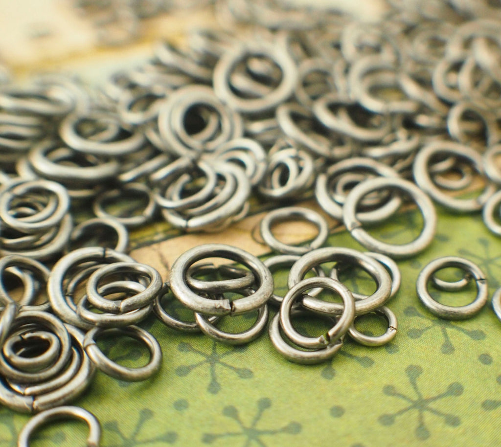 100 Antique Silver Jump Rings - Vintage Look - 22, 20, 18, 16 Gauge - Best Commercially Made - 100 % Guarantee