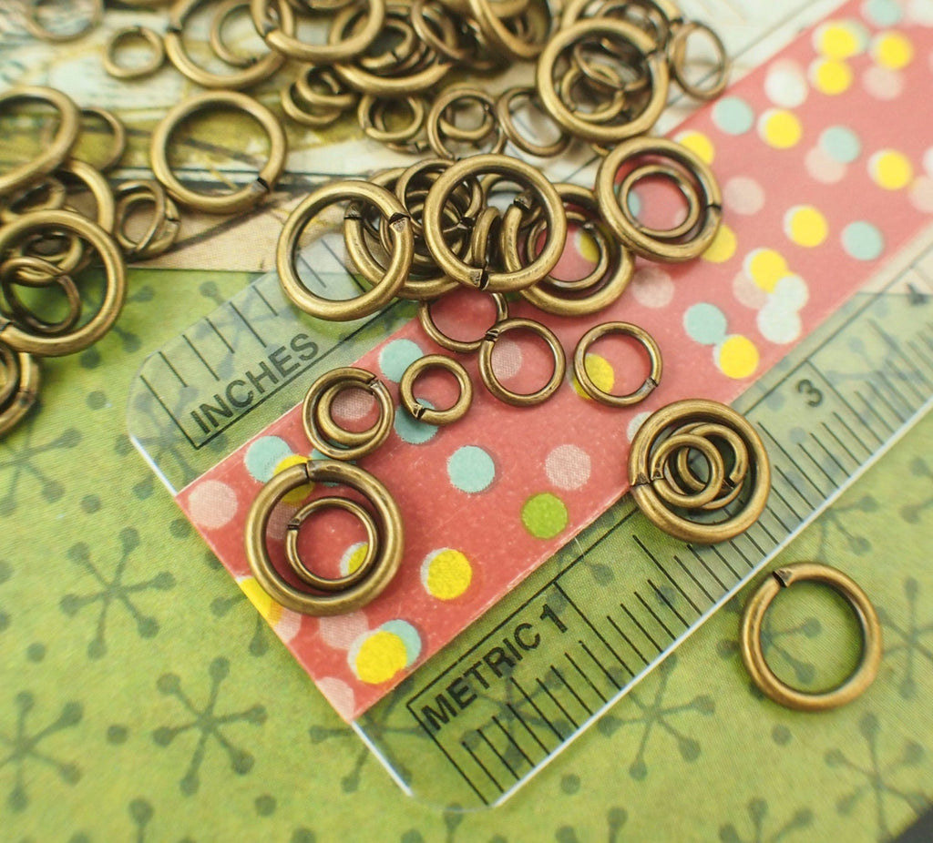 100 Antique Gold Jump Rings - Vintage Look in 22, 20, 18, 16 Gauge - Best Commercially Made - 100 % Guarantee