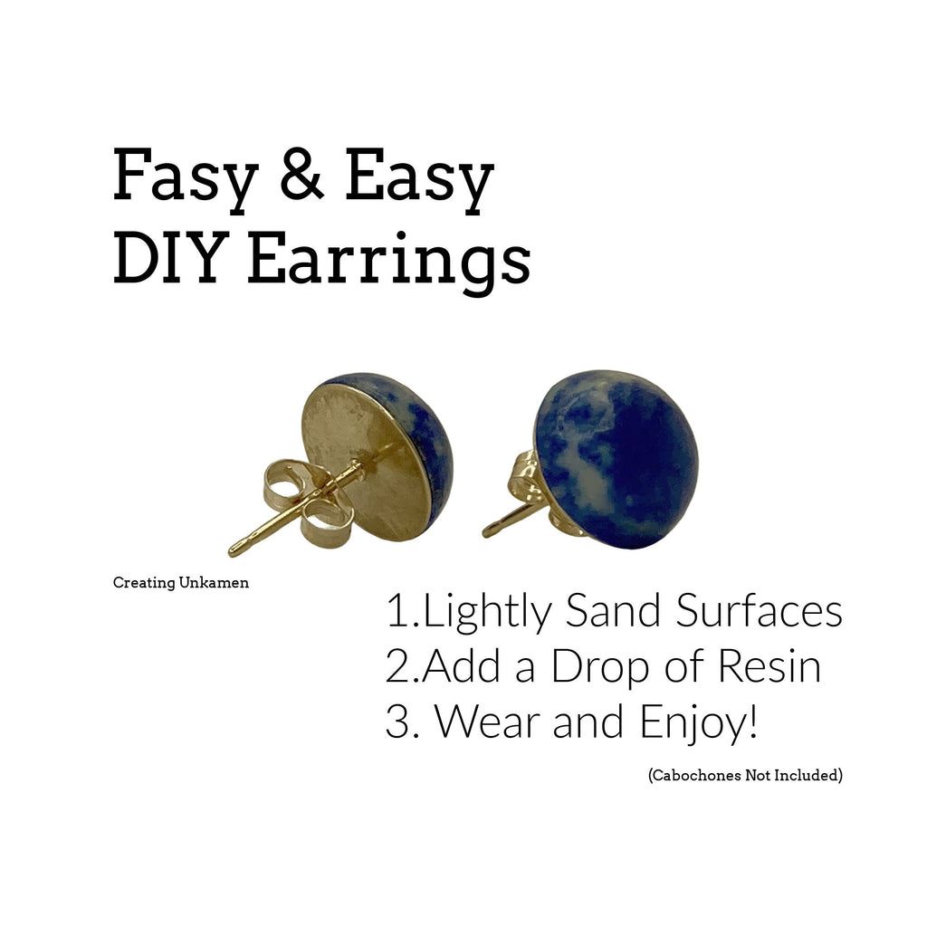 14kt Gold Filled Post Earrings KIT - Makes 4 Pairs - 2.5mm, 4mm, 5mm, 6mm, 8mm, 10mm Pad - Made in the USA - Includes Resin, Nuts, Posts
