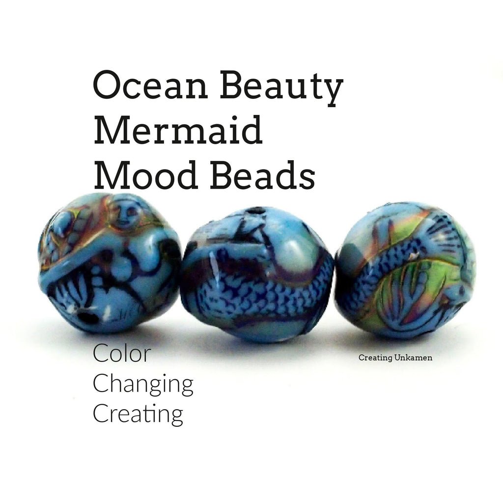 2 Ocean Beauty Mood Beads - 15mm X 18mm - 100% Guarantee - Color Changing Creating