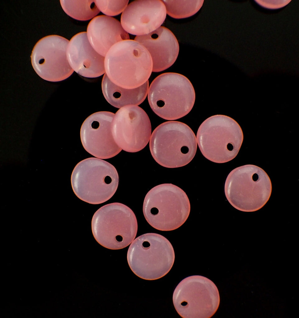 25 Lentil Beads 6mm Milky Pink AB Czech Pressed Glass