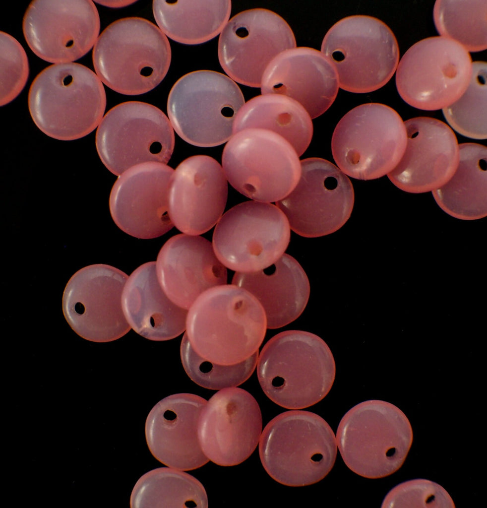 25 Lentil Beads 6mm Milky Pink AB Czech Pressed Glass