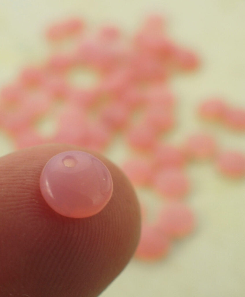 25 Lentil Beads 6mm Milky Pink AB Czech Pressed Glass