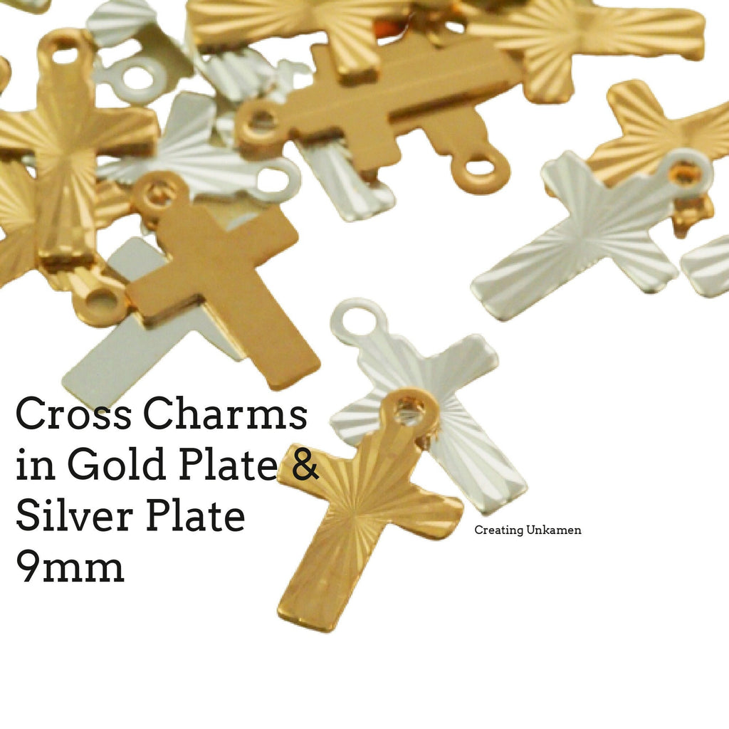 15 Gold or Silver Plated Cross Charms - 9mm X 7mm - 100% Guarantee