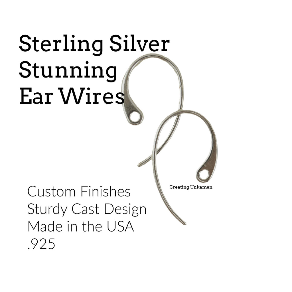 2 Pairs of Sterling Silver Stunning Ear Wires - 18mm X 10mm - Argentium, Antique Silver, Black Silver