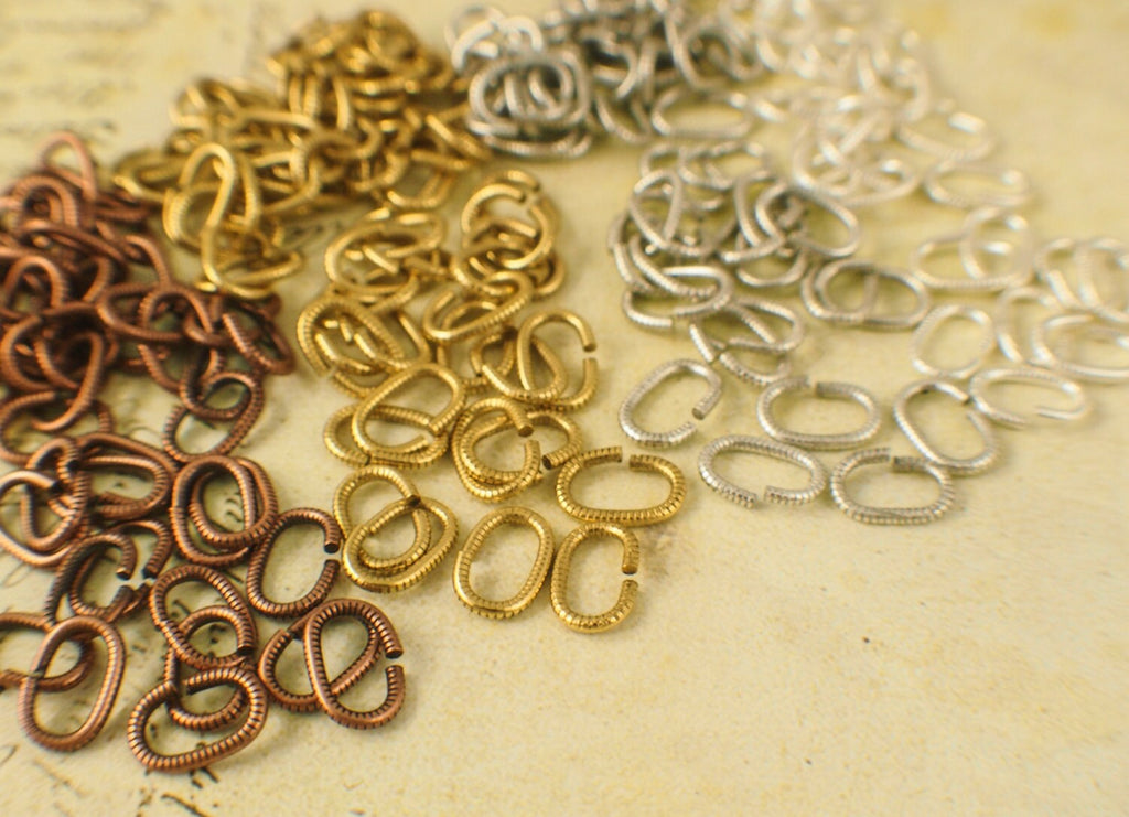 Textured Oval Jump Rings 16 gauge 9mm x 6mm OD Nunn Design